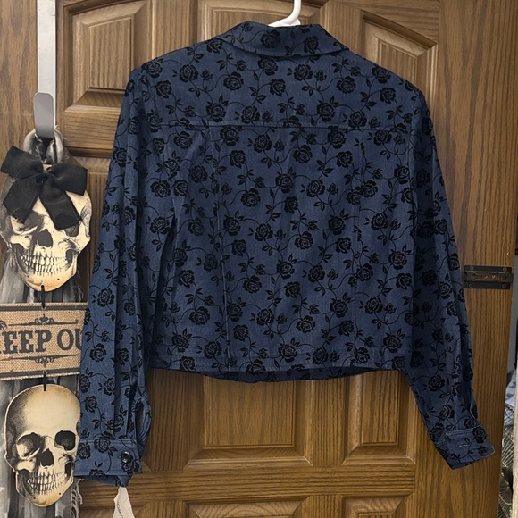 🔥VINTAGE❗️Howard Wolf Navy Floral Jean Jacket - Picture 7 of 8